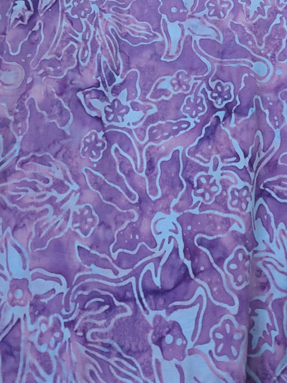 Beautiful Indonesian Batik Summer Midi Dress--Purple & Blue